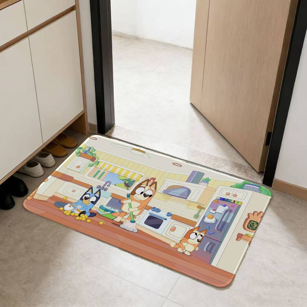 Anime B-BlueyS Cute Bathroom Mat Kids Room Bedroom Decoration Balcony Anti-Slip Doormat Living Room Welcome Rug