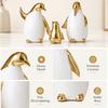 Elegant Ceramic Penguins Family Ornament 3Pcs Animal Sculpture Set Modern Home Office Decors