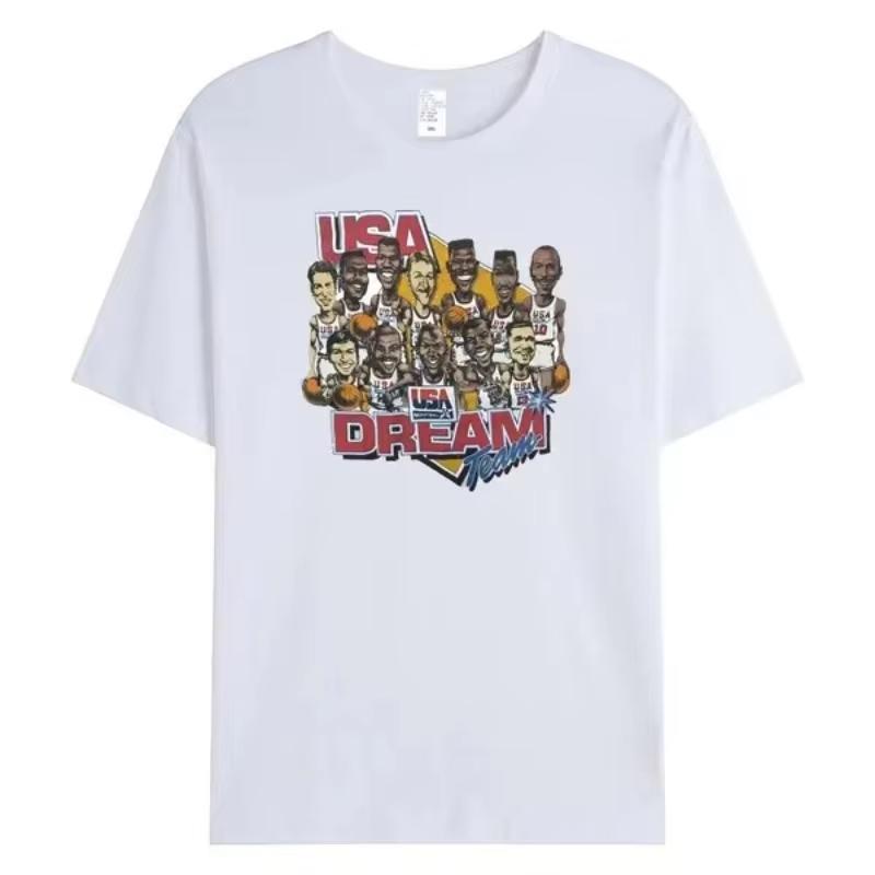 

New Mens Summer Vintage Style 1992 Basketball Cotton Tshirt O Neck Tops Breathable 90s Dream Team Unisex Clothing Usa Tops 4XL