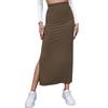 Women's Ribbed Knit High Waist Midi Skirt With Side Slit