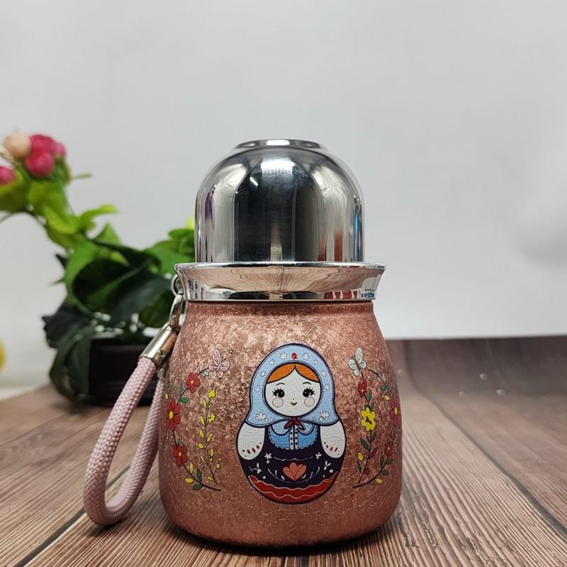 Stainless Steel Vacuum Insulated Travel Mug With Dual Lid Design Portable Water Bottle Women Outdoor Use