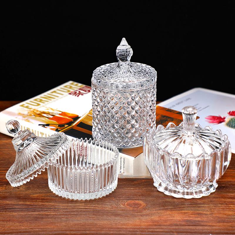 Transparent Glass Jar Yurt Food Roman Jar with Lid Handmade DIY Candle Holder Candy Storage Jars Home Decor Bottles Jars Boxes
