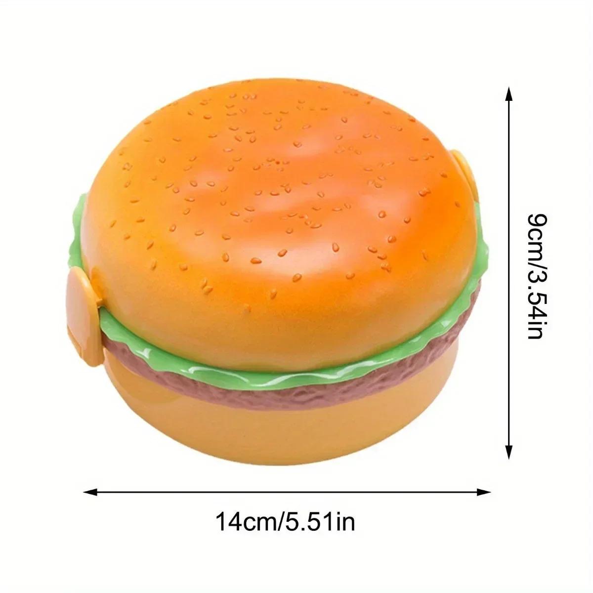Cute Double-layer Hamburger Lunch Box Food-grade For Students And Children Microwaveable Bento Box Home Kitchen Tableware Tool