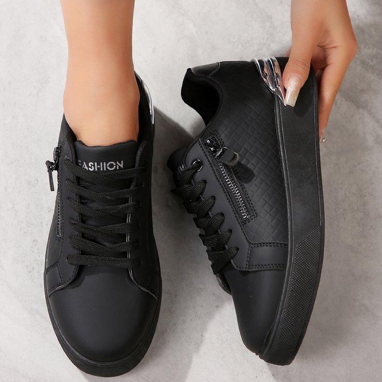 

Осенне-зимняя женская обувь, женские кроссовки, белые кроссовки, низкие, с круглым носком, на шнуровке, повседневная обувь 41 чёрный