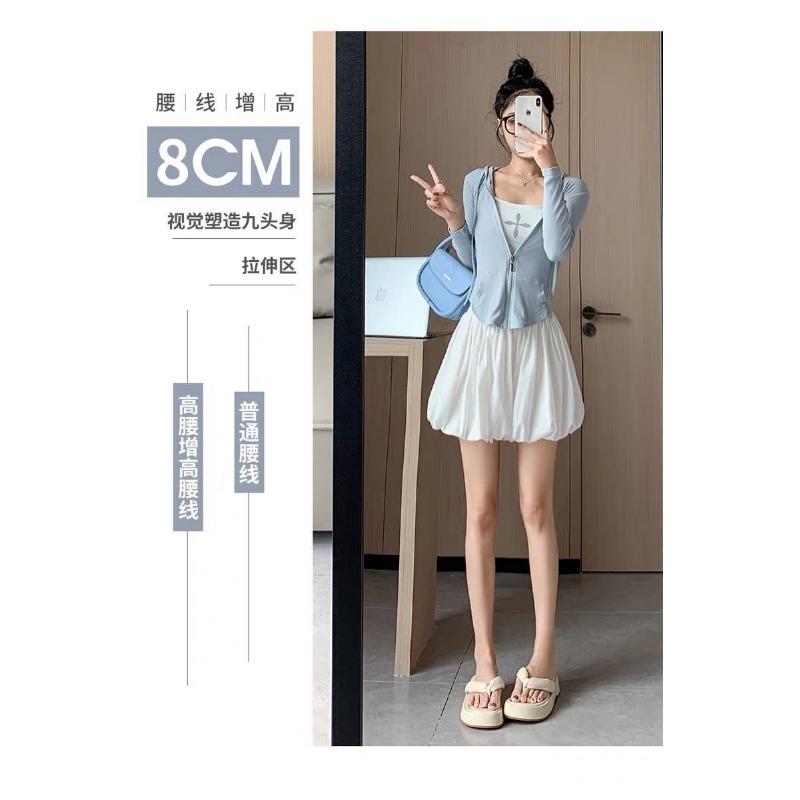 Hot Style Elastic Pocket Fluffy Flower Bud Skirt New Summer High Waist Lantern Black and White Pants Short Skirt