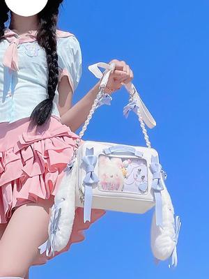 Lolita Anime Convention Ita Bag with Badge Holder - Japanese Uniform Style Doll Bag for Idol Fans