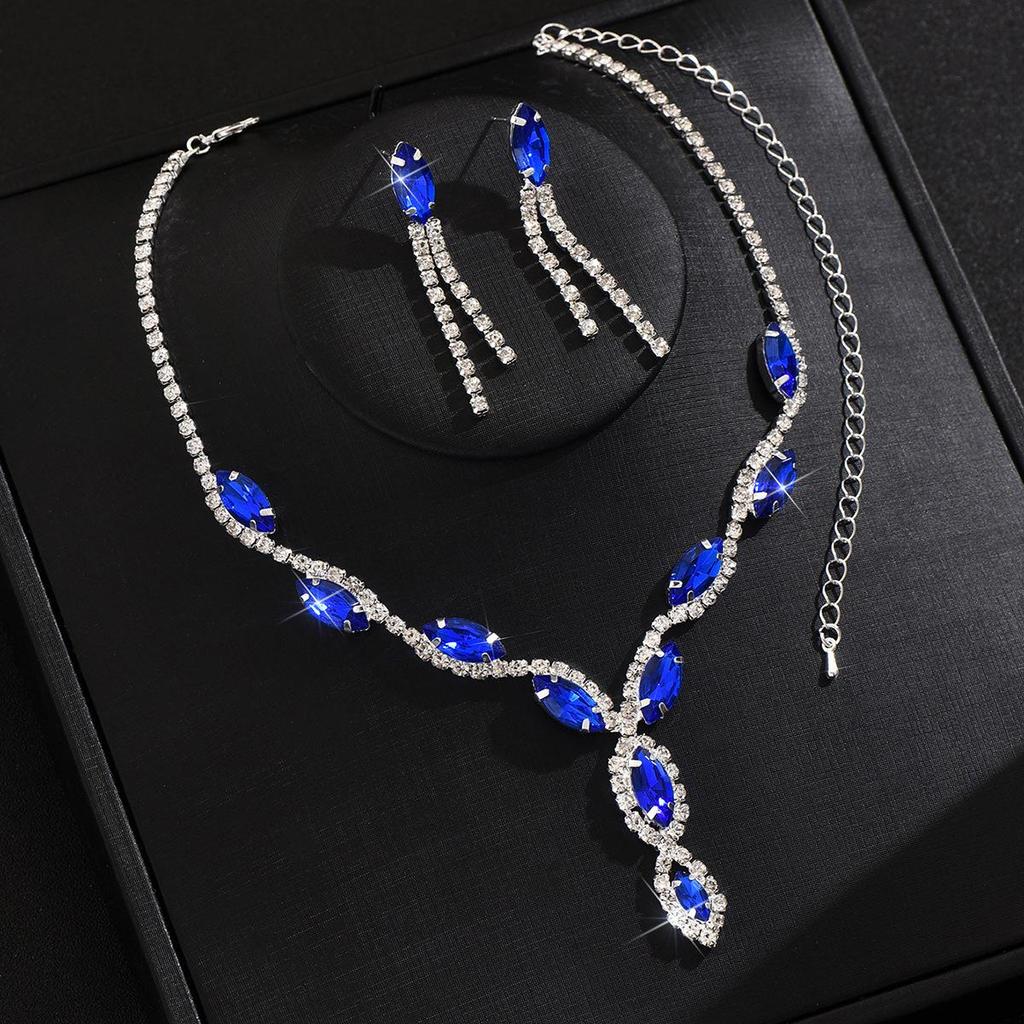 2025 Best-Selling Bridal Jewelry Set: Marquis Cut Teardrop Necklace and Tassel Dangle Earrings
