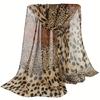 1pc Boho Chic Leopard Print Scarf for Women Warm, Breathable 100% Polyester Inelastic Chiffon Shawl for Going Out, Travel, Beach