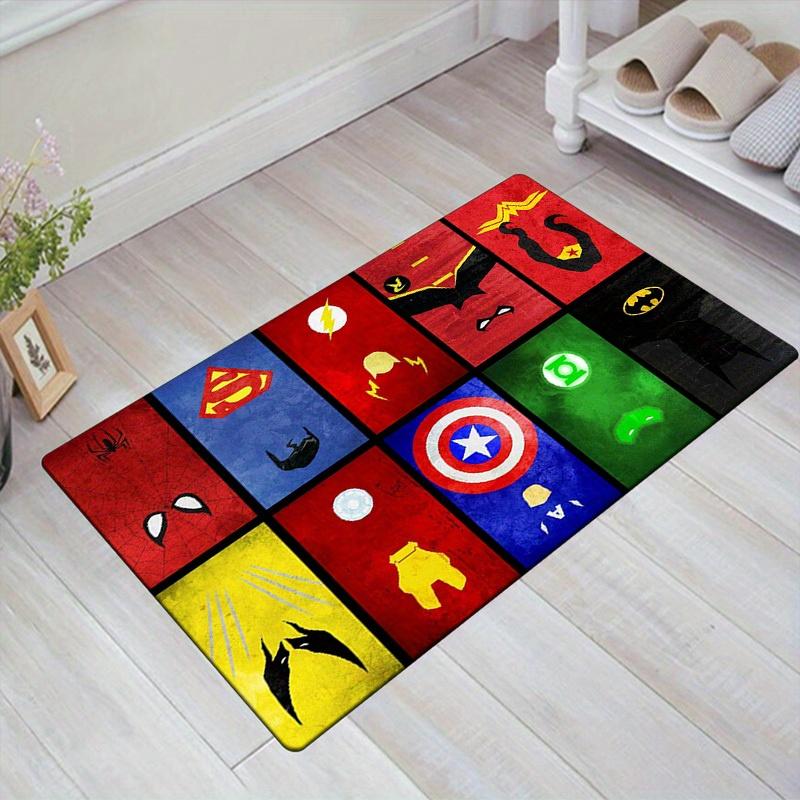 1ks Kobercový kobereček Marvel Avengers Super hrdinové, Protiskluzová podložka, Design s kreslenými postavičkami, Měkký samet, Dekorace do pokoje, Omyvatelný