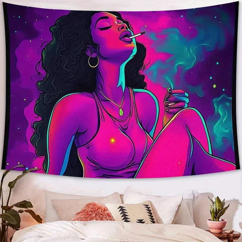 VIKAMA Psychedelic Neon Sexy Girl Tapestry American Retro Style Perfect for Bedroom Bar and Trendy Decor