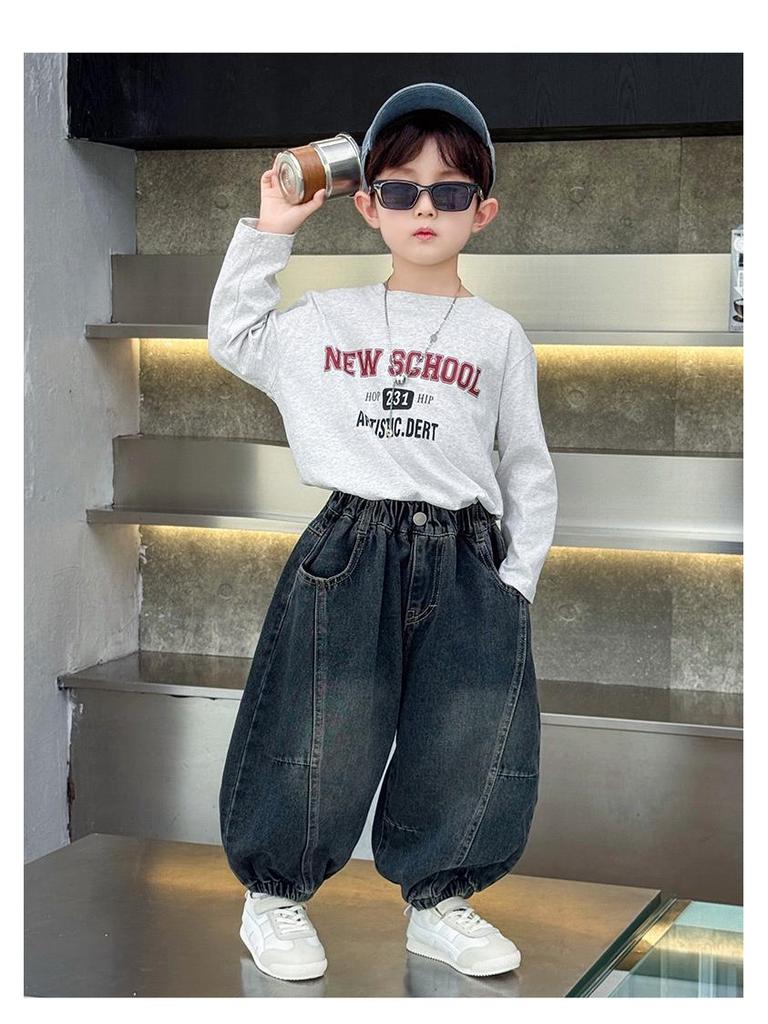 Korean Style Kids' Jeans 2025 - Stylish, Loose-Fit, Casual, Long Pants for Spring & Autumn