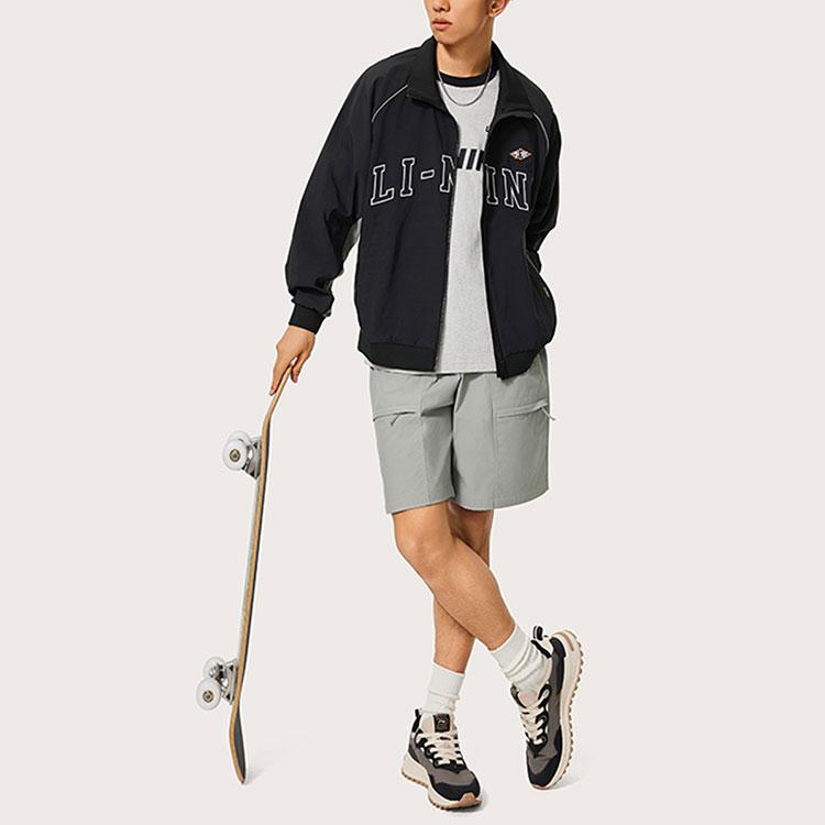 Li Ning Sports Lifestyle Series Solid Color Mid Waist Drawstring Comfortable Versatile Straight Leg Casual Shorts Men shorts AKSU533-4