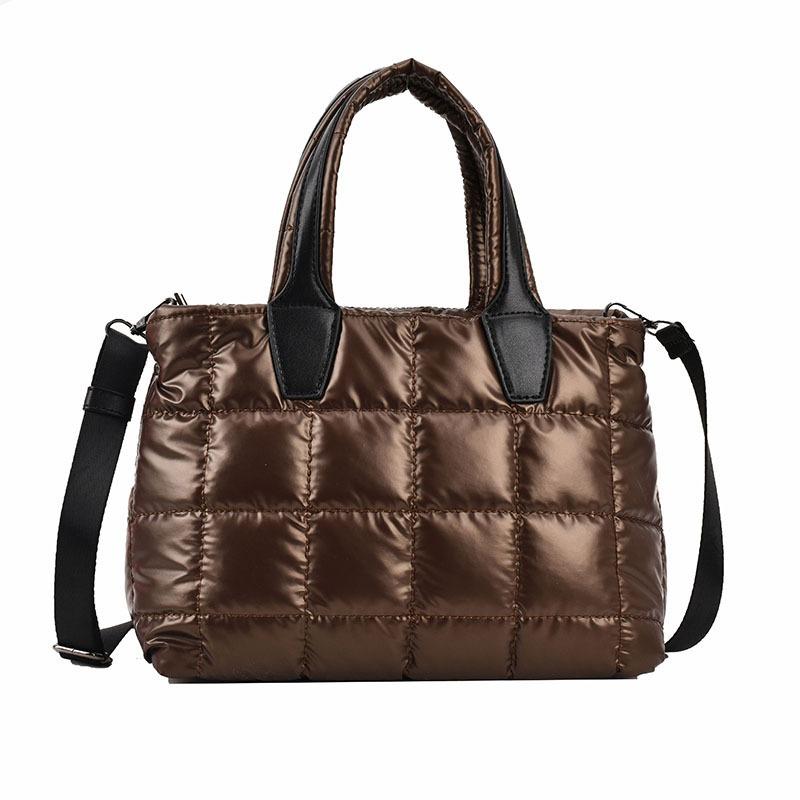 

New cotton clothes rhombus bag large capacity shoulder bag versatile commuter messenger bag women коричневый