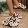 Slippers Casual Flat Shoes Female Flock Slipers Women Fur Flip Flops Slides Med Luxury Massage 2025 Plush Autumn Rome Fabric