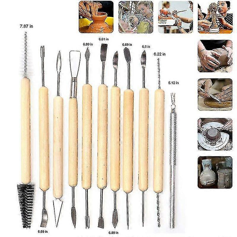 61pcs Polymer Modeling Clay Sculpting Tool Pottery Ceramic Clay Ball Stylus Dotting Pen Rock Painting Kit