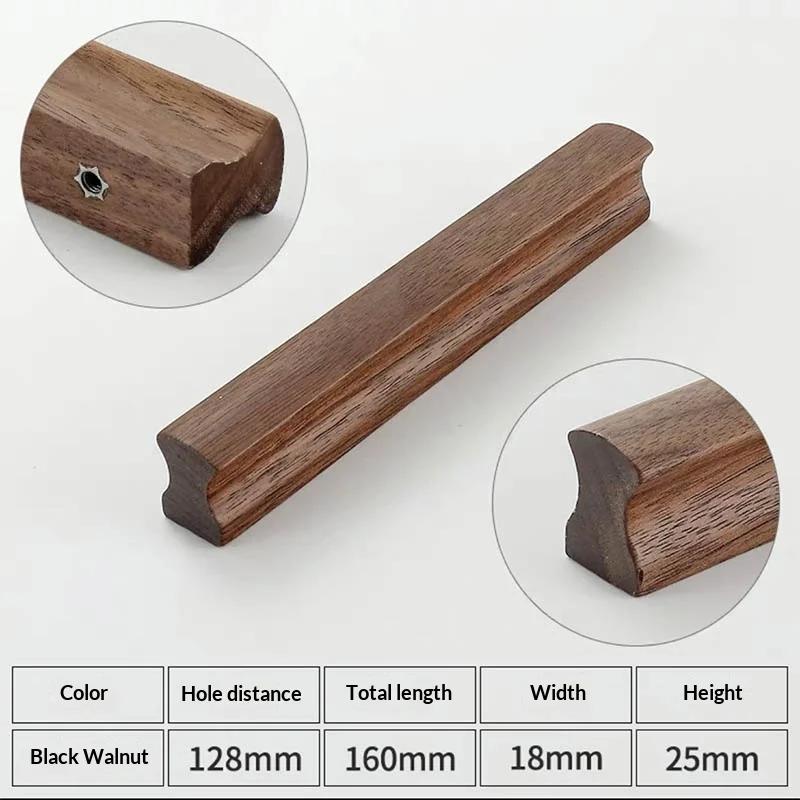 Drawer Knobs Kitchen Cabinets Pulls Long Handles Walnut Wooden Furniture Handle Cabinets and Drawers Dresser Knobs Wardrobe Pull