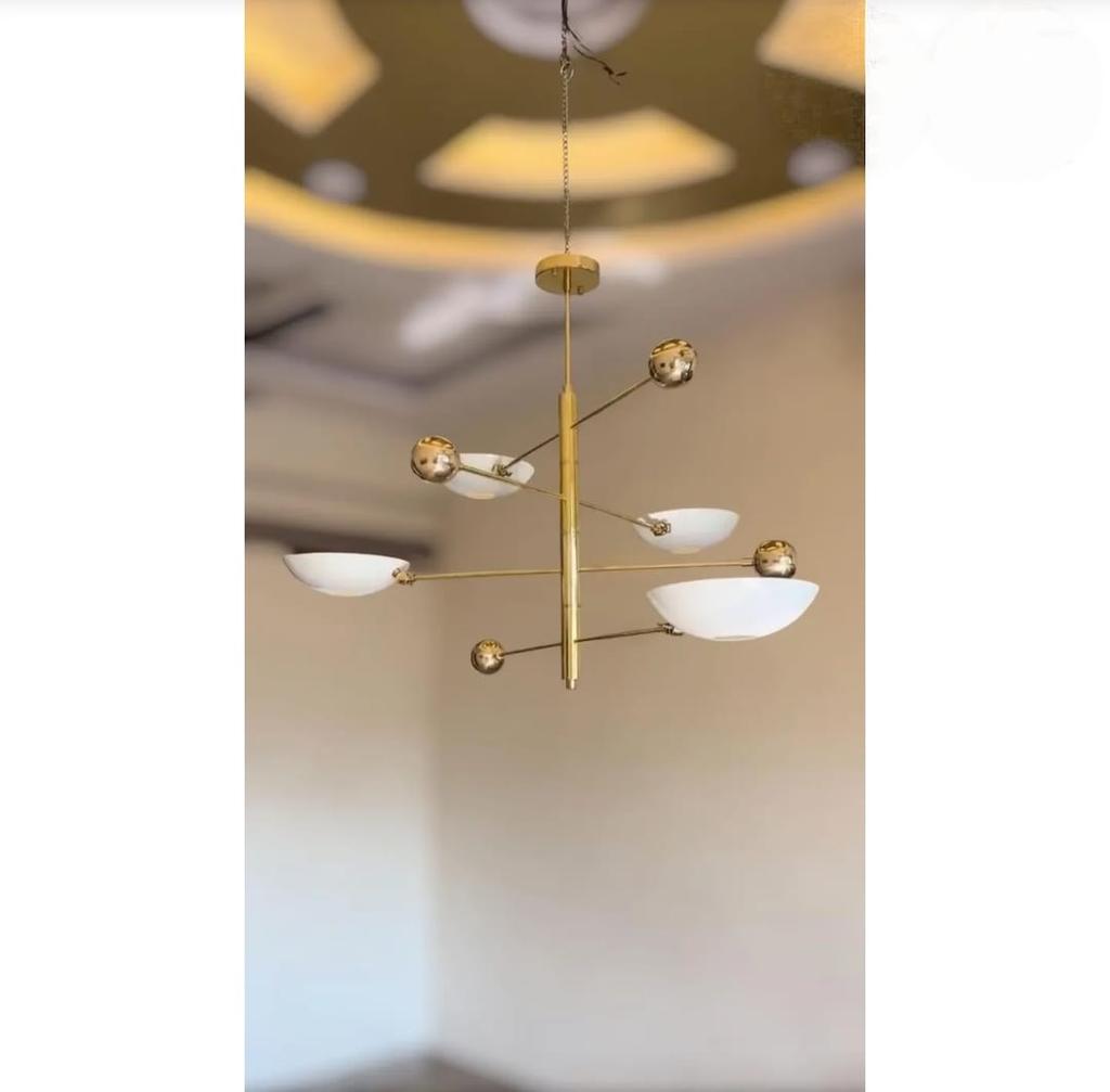 Mid Century Modern Sputnik Kronleuchter 4-flammige Messing Pendelleuchte Semi-Aufbau Deckenleuchte Handgefertigt Heimbeleuchtung Dekor Geschenk