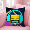 Anime Happy Cartoon Geometry Dash Video Game Pillow Case Anti-Dustmite Pillowcase Invisible Zipper Silky Short Plush Sofa Cushio