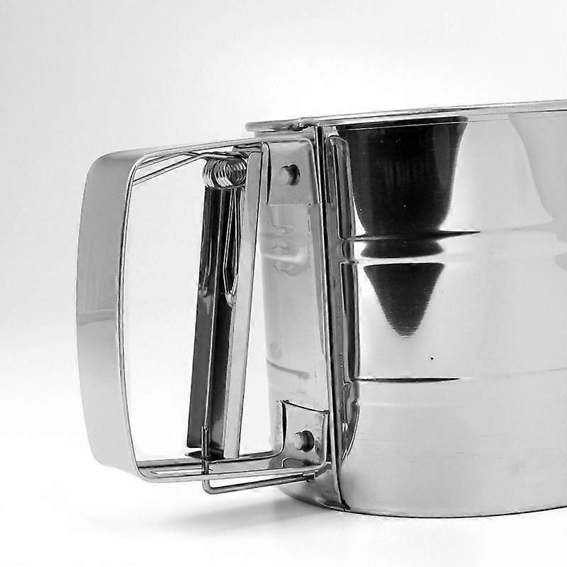 Flour Sifter-Stainless Steel Hand Held Flour Sifter,Flour Shaker Cup for Home Kitchen with Hand Press, Large Capacity Baking Sieve Cup for Icing Sugar