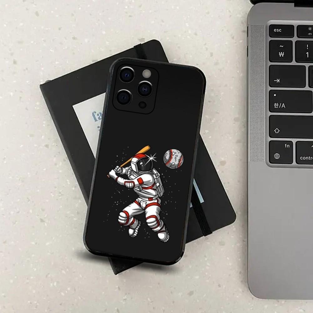 Space Astronaut Cartoon Phone Case For Apple iPhone 15,14,13,12,11,Pro,X,XS,Max,XR,Plus,Mini Soft Black Cover