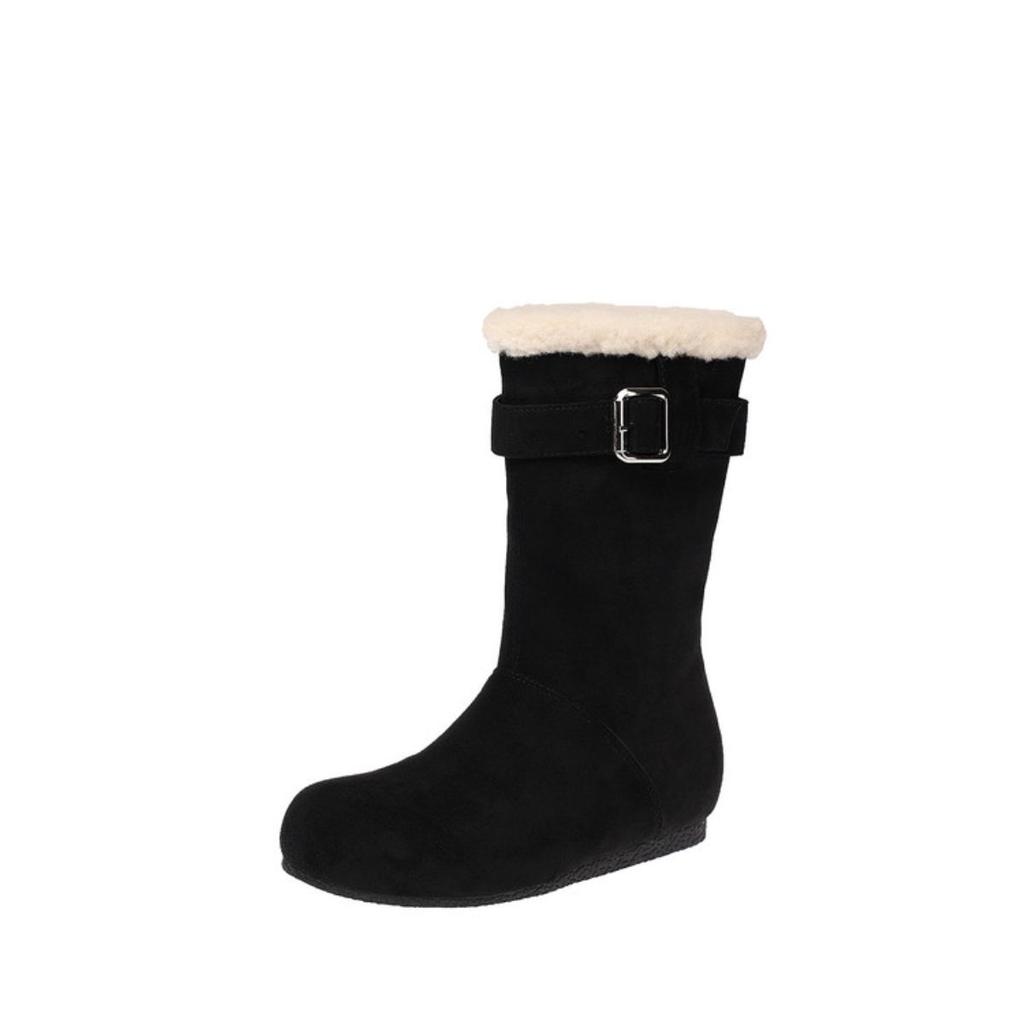 Women's elastic thick soles winter fur one warm anti-cold padded snow boots non-slip wear casual sports cotton boots fur shoes