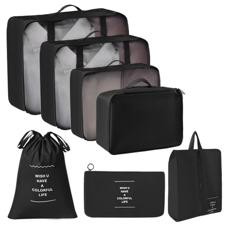 7-Piece Travel Storage Bag Set: Organize Toiletries, Cosmetics, Clothes, Shoes, and Luggage.