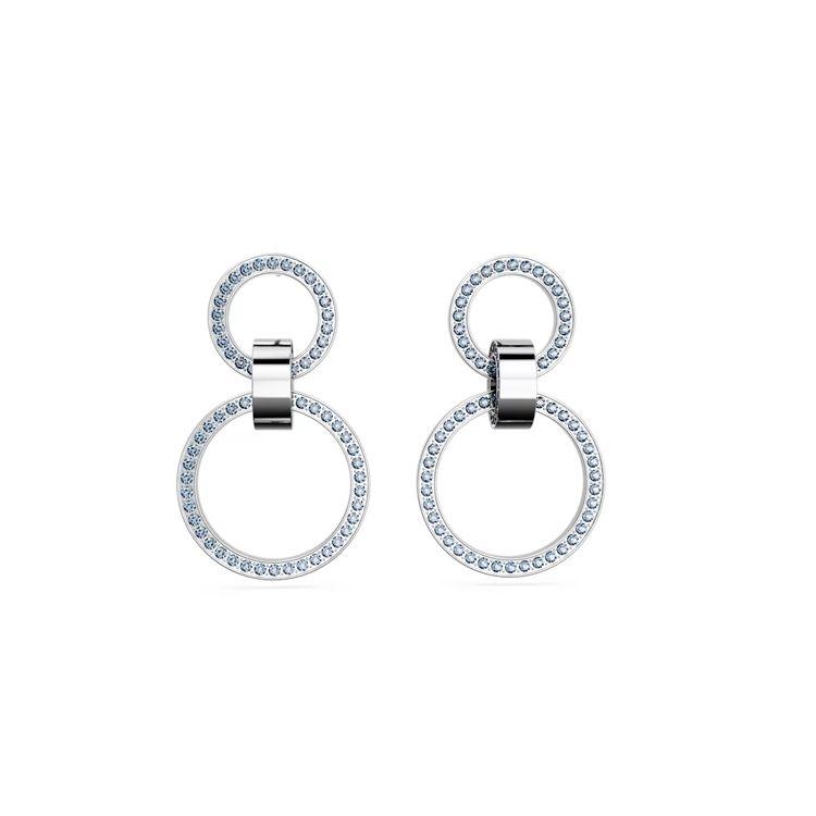 Swarovski Hollow Large Circle Decorative Imitation Crystal Rhodium Plated Earrings Women earrings Silver 5663503 Box (Random Color)