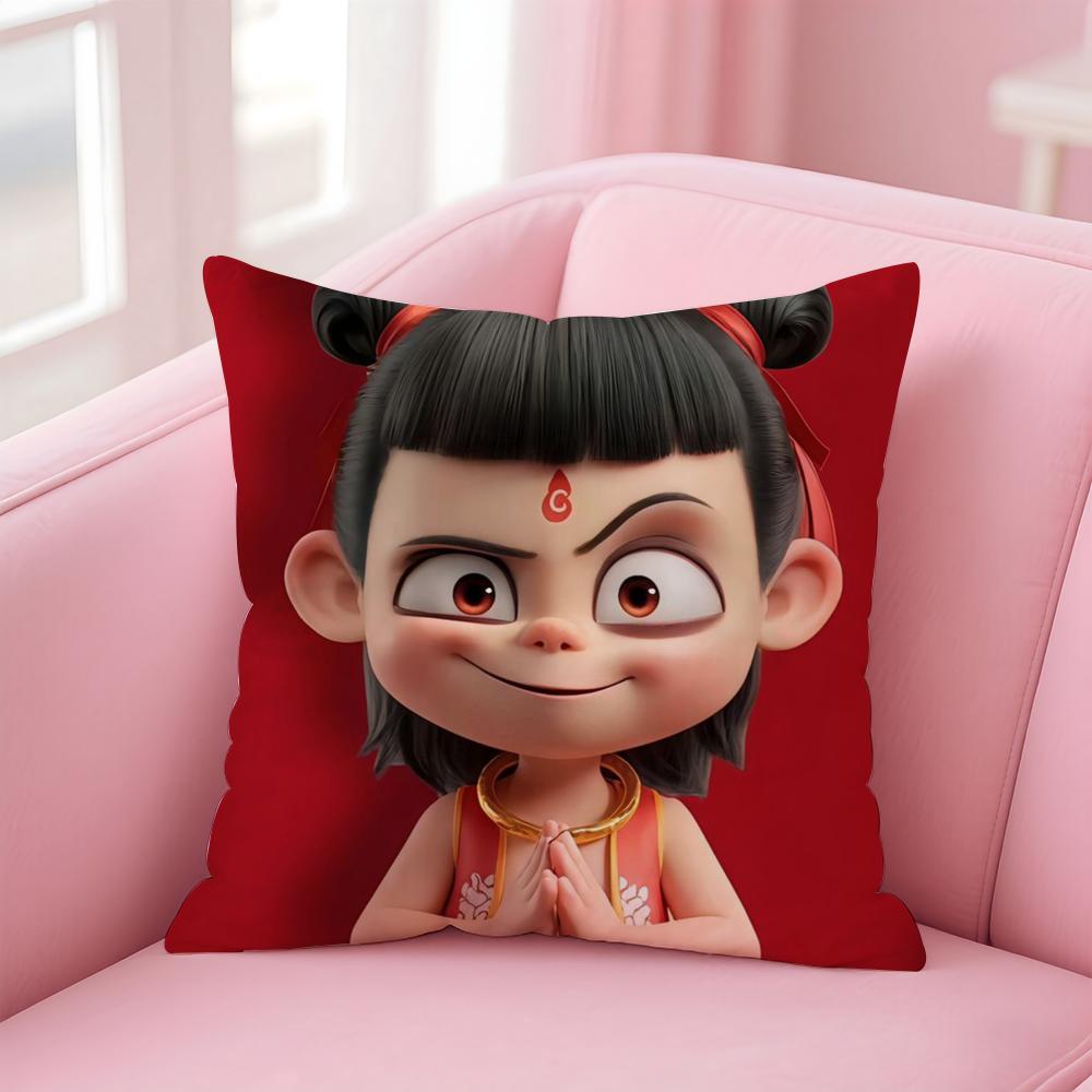 Animated Movie Nezha Cushion Cover Comfortable Reversible Pillow Cover Ideal for Car Sofa Bedroom & Beyond