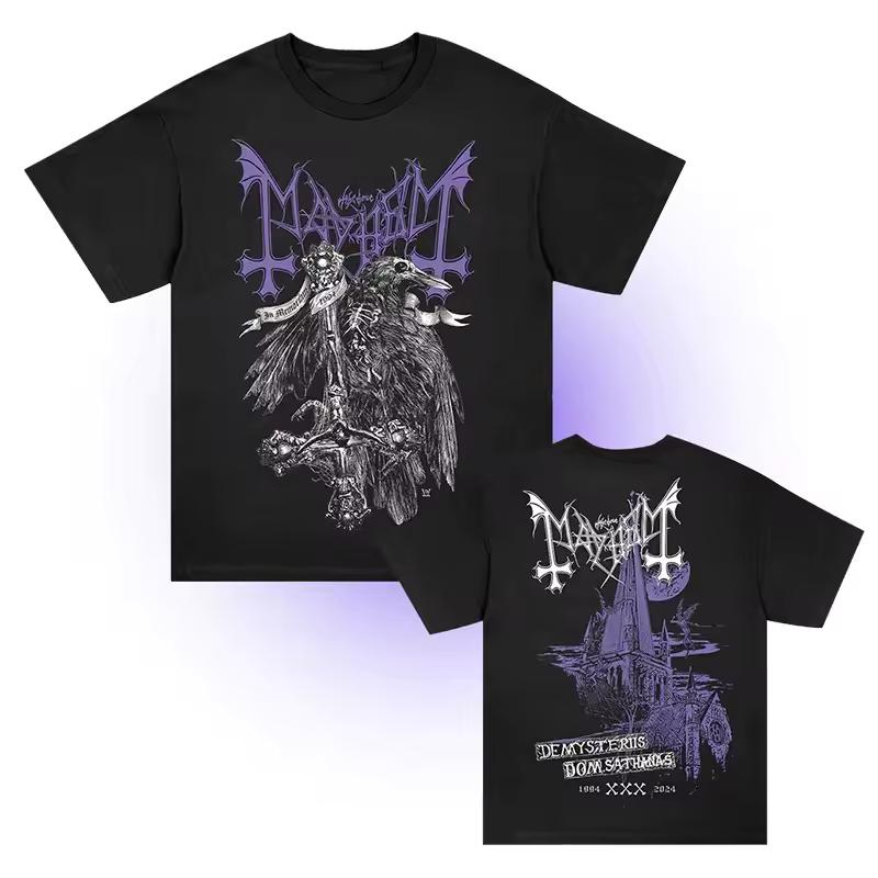 Crow Mayhem Norwegian Band Metal Rock Punk T-Shirt Cotton Graphic Tee Men Women Summer Streetwear