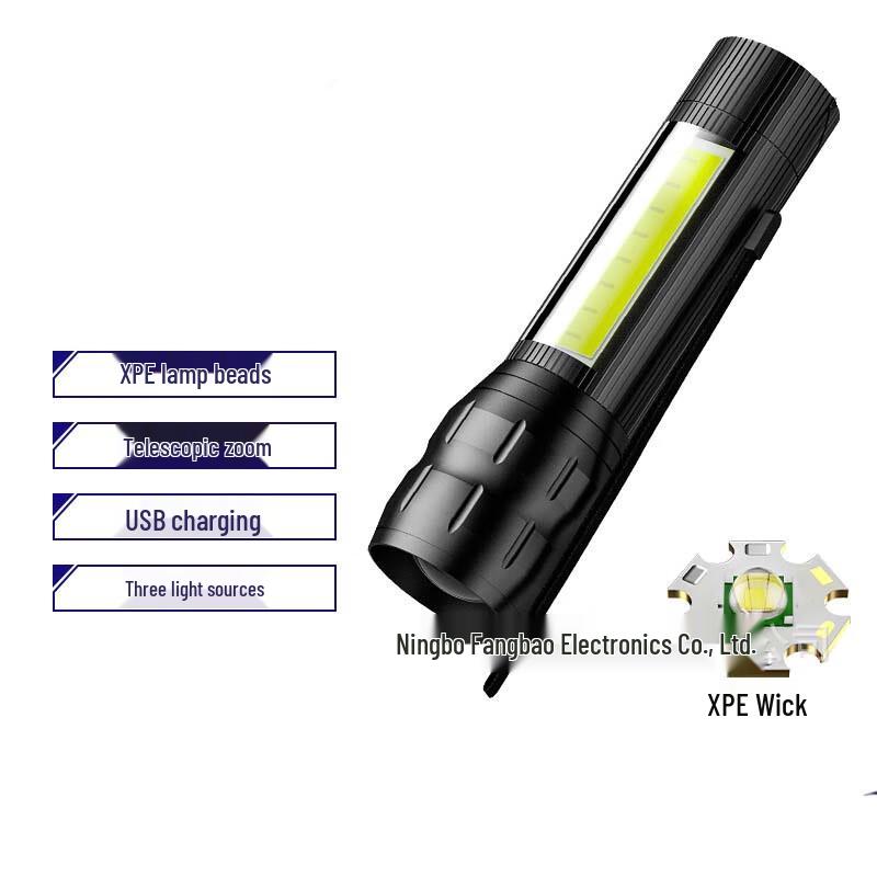Portable USB-C Rechargeable LED Zoom Flashlight