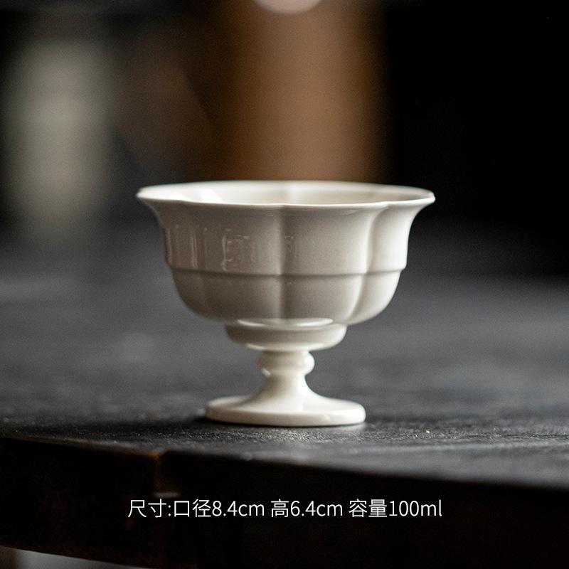

100ml Imitation Song High Foot Cup Japanese Grass Wood Gray Glazed Master Cup Puer Tea Bowl Chazhan Mug Kung Fu Teaset Drinkware