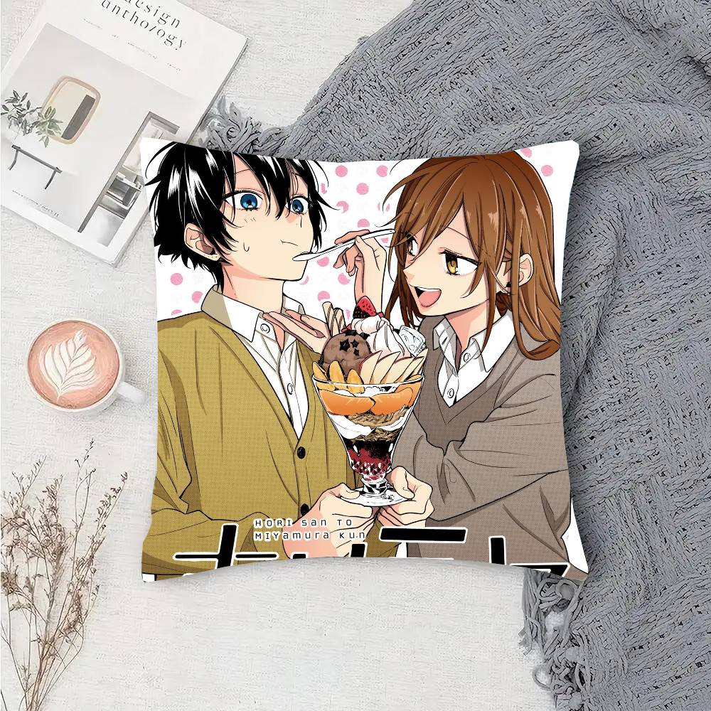 Japanese Classic Anime Horimiya Vintage Pillow Case Fashion Square Pillowcase Bedroom Sofa Room Ins Decoration Leisure