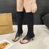 2025 Spring and Summer New Niche Design Open-toed Pinch-toe Thin-heeled Cool Boots Women's Large-size Herringbone Sandals Medium Tube Fashion Boots