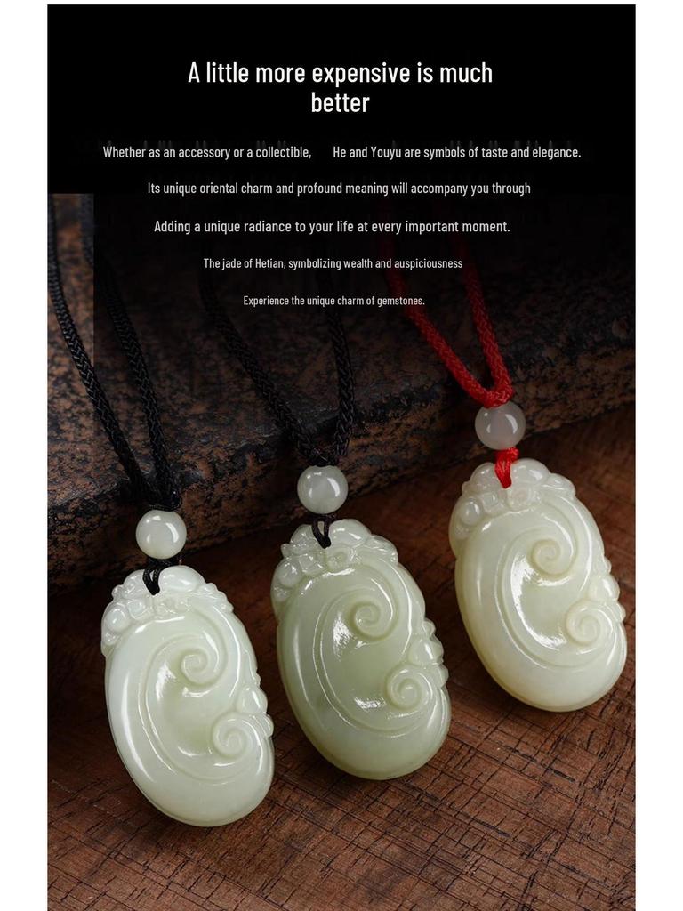 Natural Xinjiang Hetian Jade Ruyi Pendant with Pixiu for Men and Women - Auspicious Design