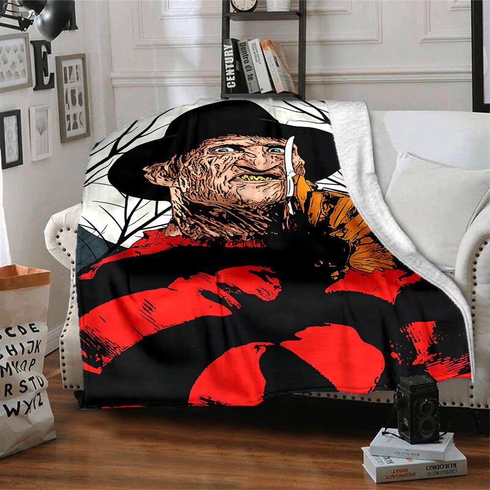 1pc A Nightmare On Elm Street Flannel Throw Blanket - HD Printed Lightweight Soft Warm All-Season Blanket for Sofa, Bed, Travel, Camping 070