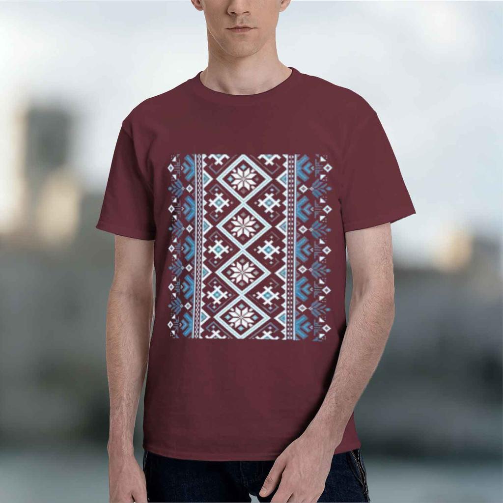 2026 Vyshyvanka Unisex Kurzarm-T-Shirt, T-Shirt mit Ornament-Print, Rundhalsausschnitt, Normale Passform
