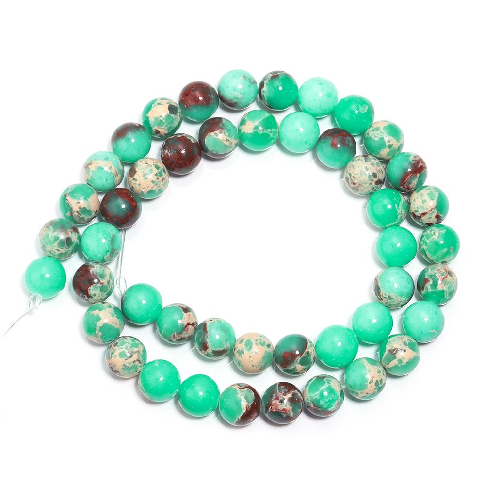 1 Strand 6 8 10mm Natural Stone Beads Colorful Pattern Emperor Stone Round Beads For Jewelry Bracelet Making DIY Necklace Gift