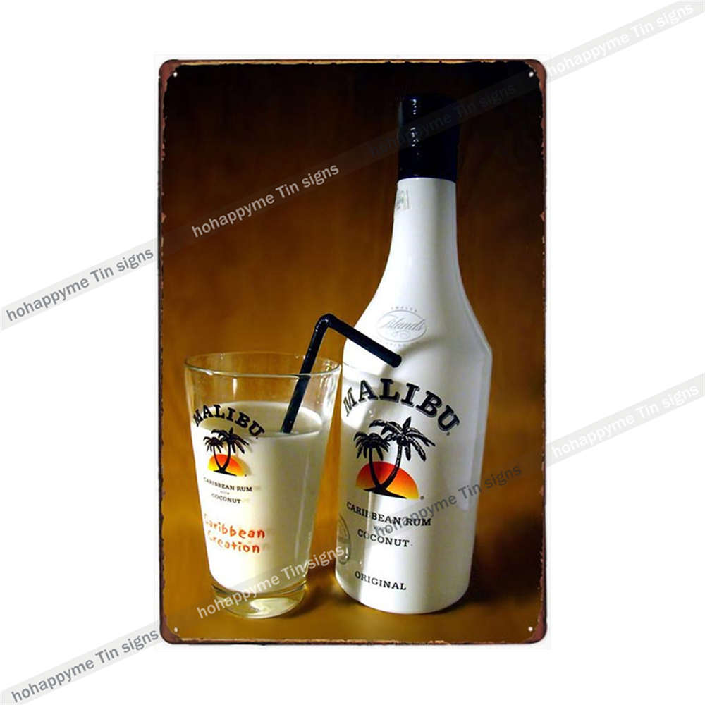 Segno di Latta Malibu Rum Pittura Metallica Targhetta Per Bar Pub Club Caffè Decorazione Adesivo Murale Poster Famiglia Targhe 20x30cm