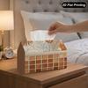 2D Flat, 1pc Easy Vein Patterned Tissue Box, Suitable for Home, Car, Kitchen, Bathroom, Polyester Material Daily Tissue Box, Desktop Decorative Item, 