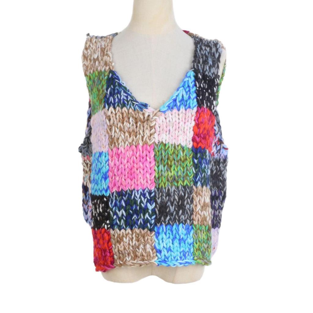 2025 Women's European & American Color Block Striped Knitted Vest Pullover