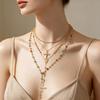 European & American Fashion Layered Pearl Cross Necklace - Luxurious, Versatile, Four-Layer Design