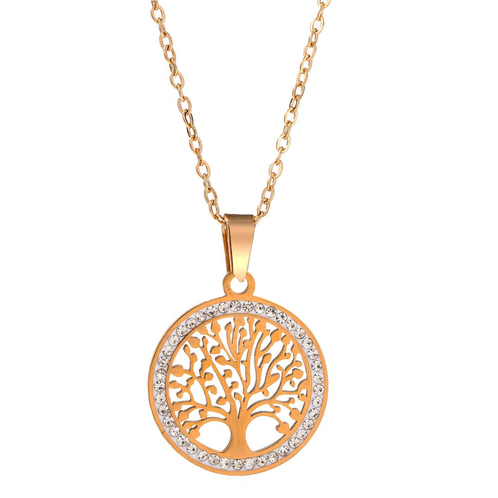 Stainless Steel Peace Tree  Jewelry Sweater Necklace Plant Pendant Necklace