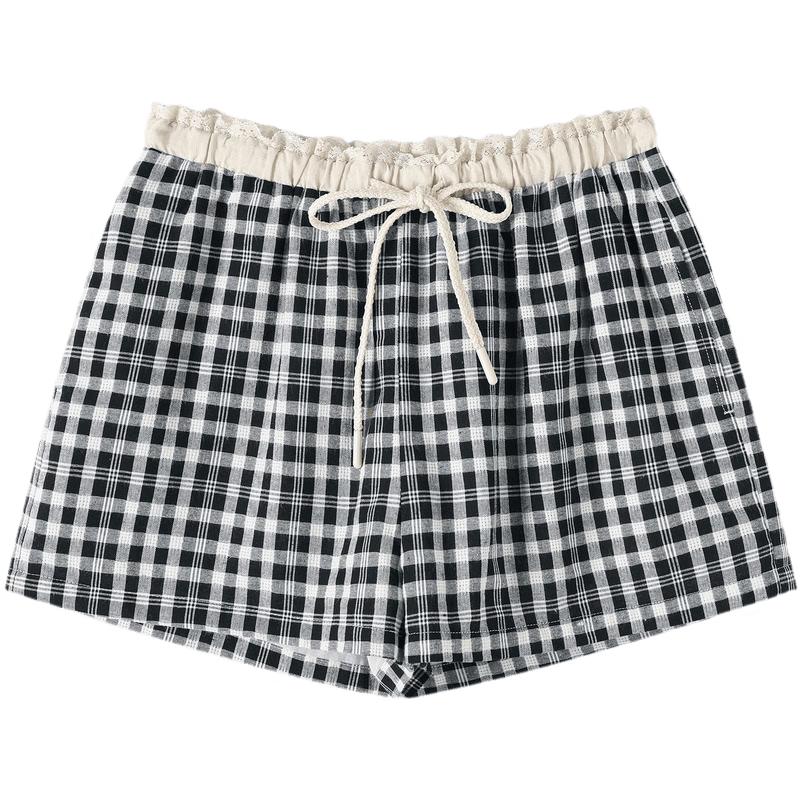TonLion Women's Plaid Casual Mid-Shorts