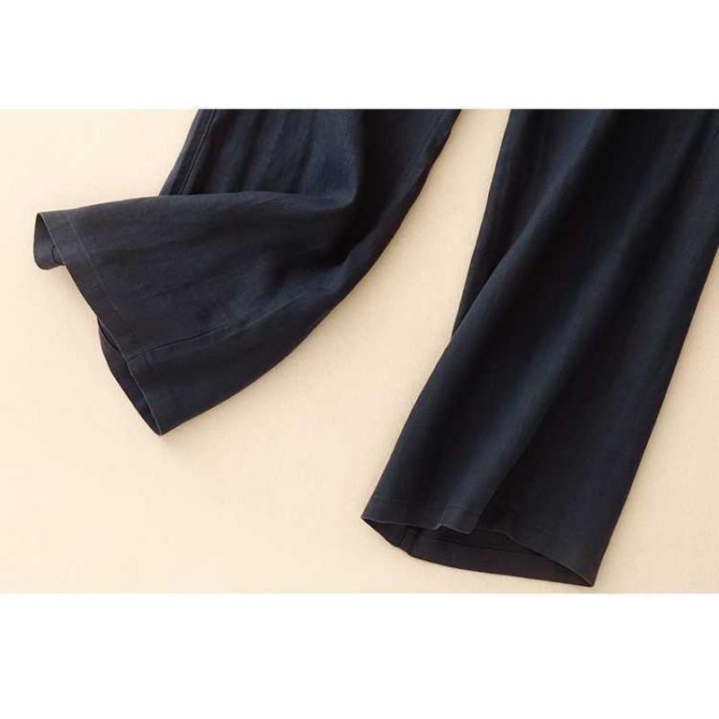 Linen loose wide leg pants for women's casual straight leg pants