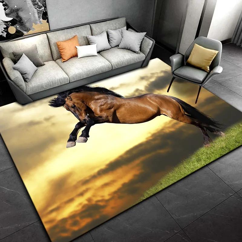 Horse Pentium Art Print Carpet Children's Play Room Carpet Living Room Bedroom Carpet Anti-slip Door Mat Birthday Gift  Sonic