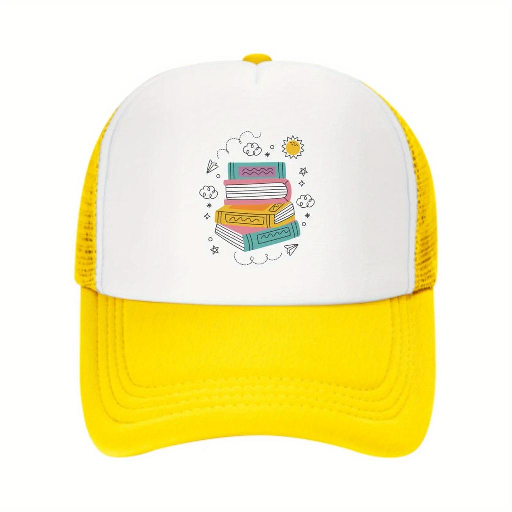 Book Lover Reading Graphic Trucker Cap Breathable Mesh Back Casual Baseball Hat for Adults