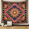Boho Chic Wall Tapestry With Moon Phase Floral Starry Sky Design Bedroom Yoga Studio Decor