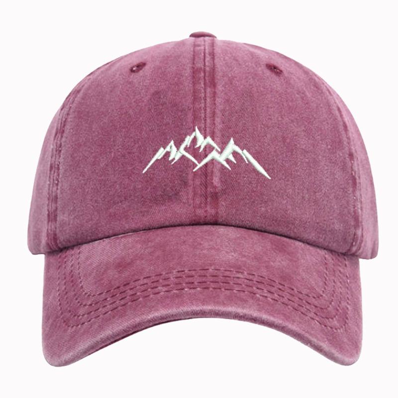 

1pc Unisex Snow Mountain Embroidered Washed Baseball Cap,Casual Retro Adjustable Dad Hat,Lightweight Breathable for OutdoorSport Adjustable розы красного