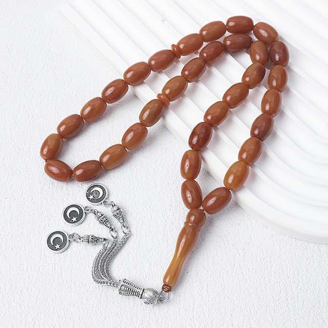 Saudi-Arabische Gebetsperlen: 33 Perlen Rosenkranzarmband mit Stern- und Mondanhänger