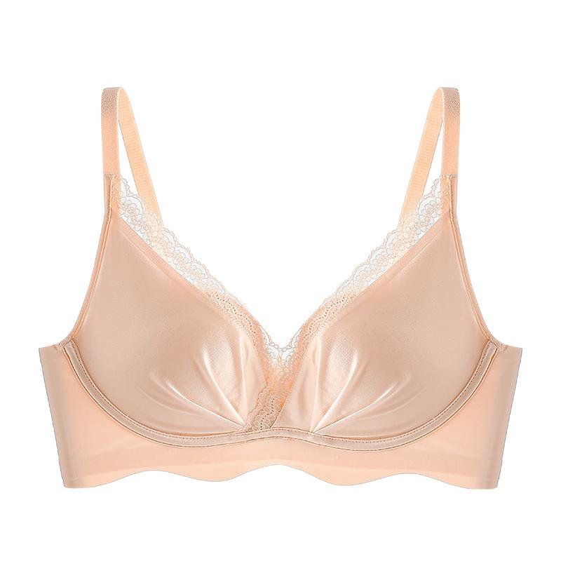 

Бюстгальтер во французском стиле для женщин, собранный, без косточек, собирающий, аксессуар, кружевной 38/85B розовый